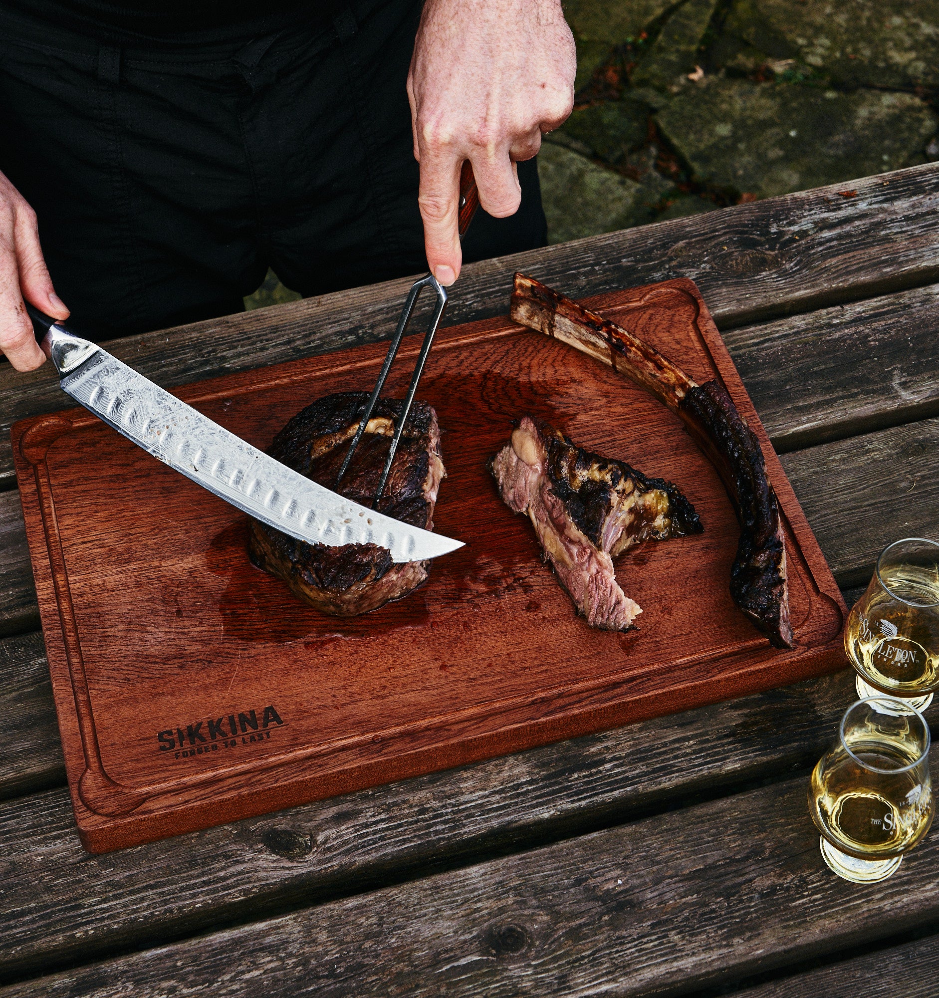 Pitmaster Series - Damascus Steel Scimitar knife – Sikkina